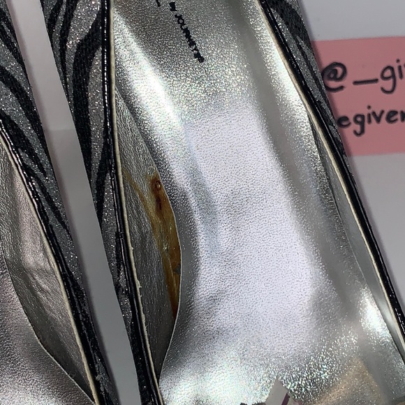 NWOT 9 Silver Black Zebra Sequin Pumps Shii By Journeys - Picture 10 of 17